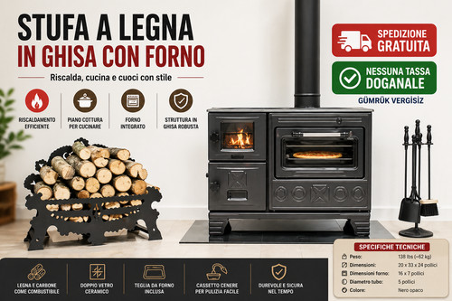 Stufa legna ghisa - stufa, con